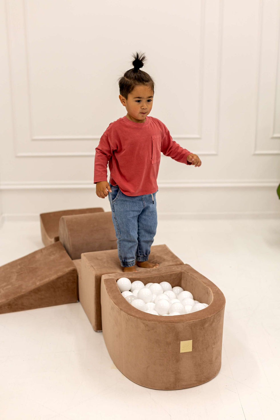 Thumbnail: MeowBaby® VELVET Beige climbing blocks 4 elements + Ball Pit + 100 Balls