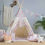 Thumbnail: Flower Teepee Tent | cream teepee | cream teepee tent with flowers | teeepee with flowers | flower teepee tent |