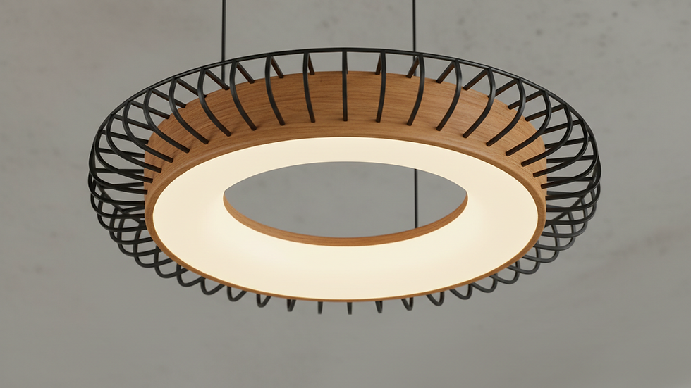 Close-up view of a halo rib light fixture showing its sleek circular design