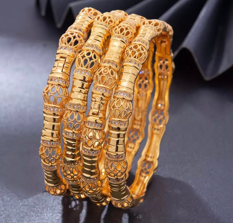 Madrasi Bangle set (4) - 22KT Gold-Plated openable