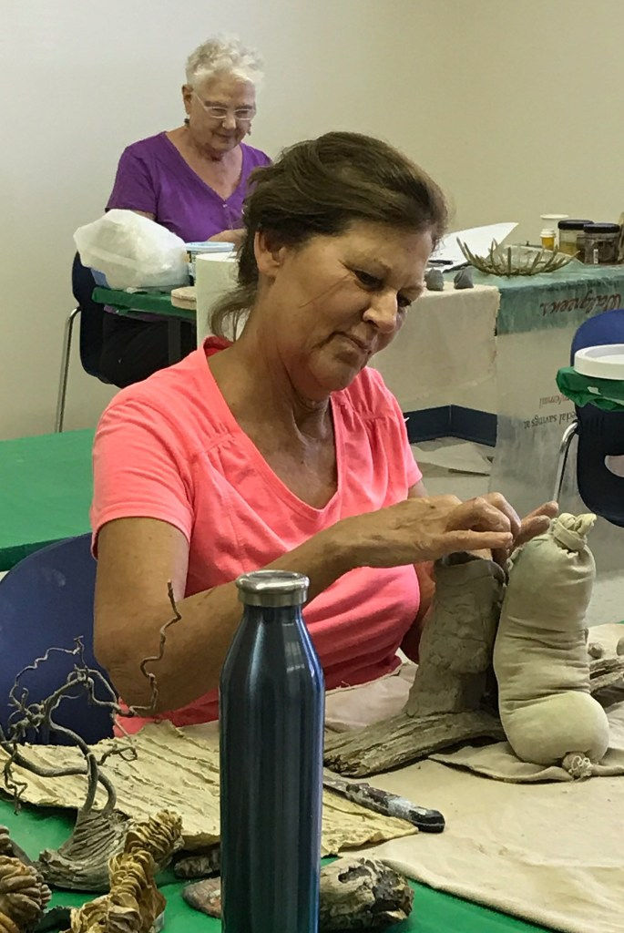 Jody Foster working on her creations (Nancy Brandt in background)