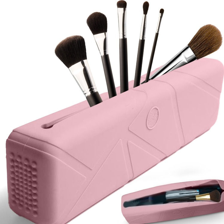 Thumbnail: LYOB's Travel Makeup Brush Holder Magnetic Anti-Fall Out For Cosmetic Face Brushes for Everyday Use (Pink)
