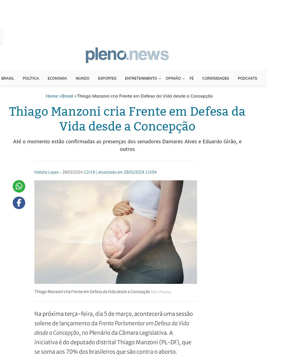 Thiago Manzoni cria Frente em Defesa da Vida desde a Concepção