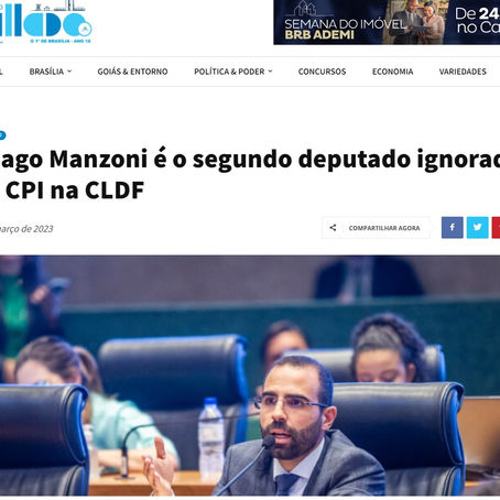 Repercussão na mídia sobre a entrada de Thiago Manzoni na CPI dos atos de 8 de janeiro