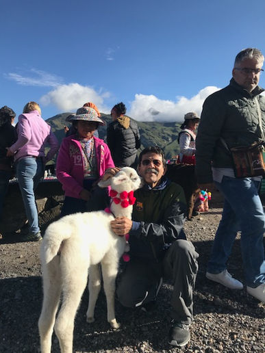 Conquer Peru guest gets up close and personal with llama friend