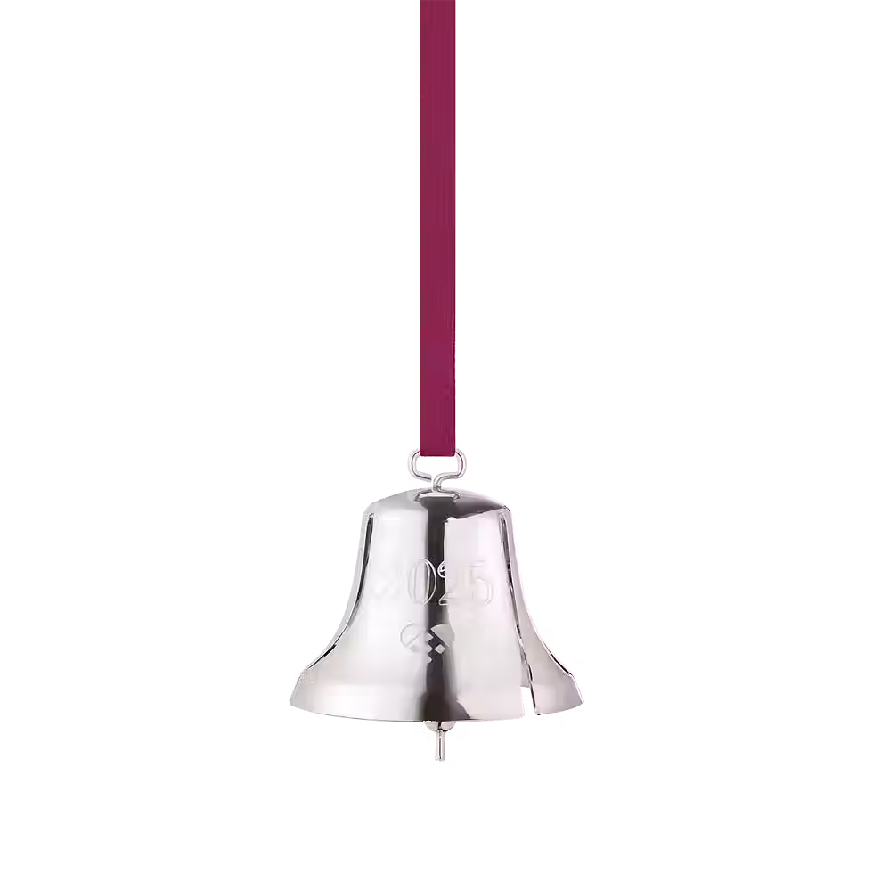 Georg Jensen 2025 - Bell in Palladium-Plated Brass with a Burgundy ribbon