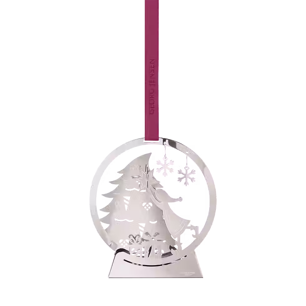 Georg Jensen 2025 - Christmas Mobile in Palladium-Plated Brass with a Burgundy ribbon