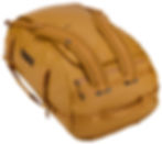 shoulder straps on the Thule - Chasm 90L Duffel Bag - Golden Brown