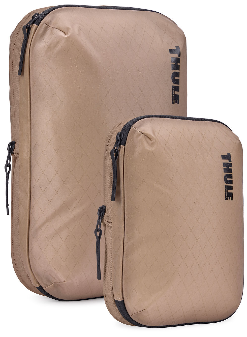 close up of Thule Compression Packing Cube Set in Gentle Beige