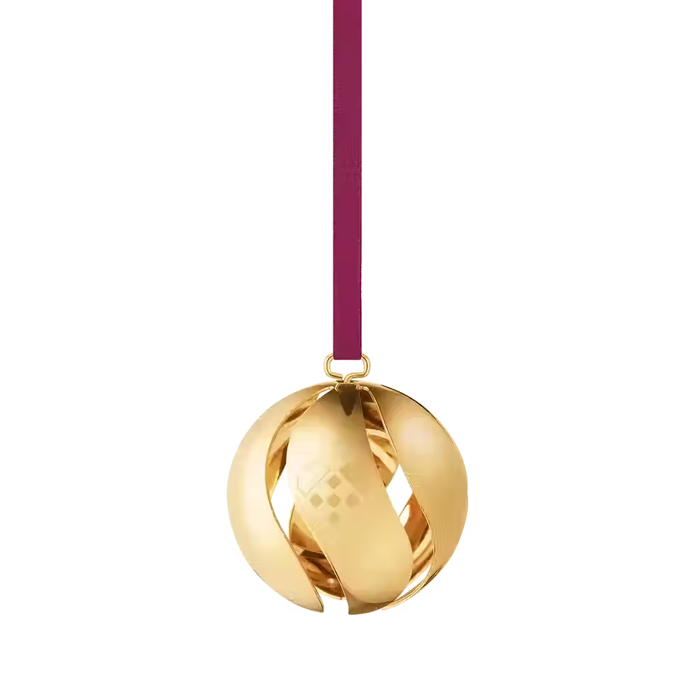 Georg Jensen 2025 - Ball in 18kt Gold Plated Stainless, Brass with a Burgundy ribbon