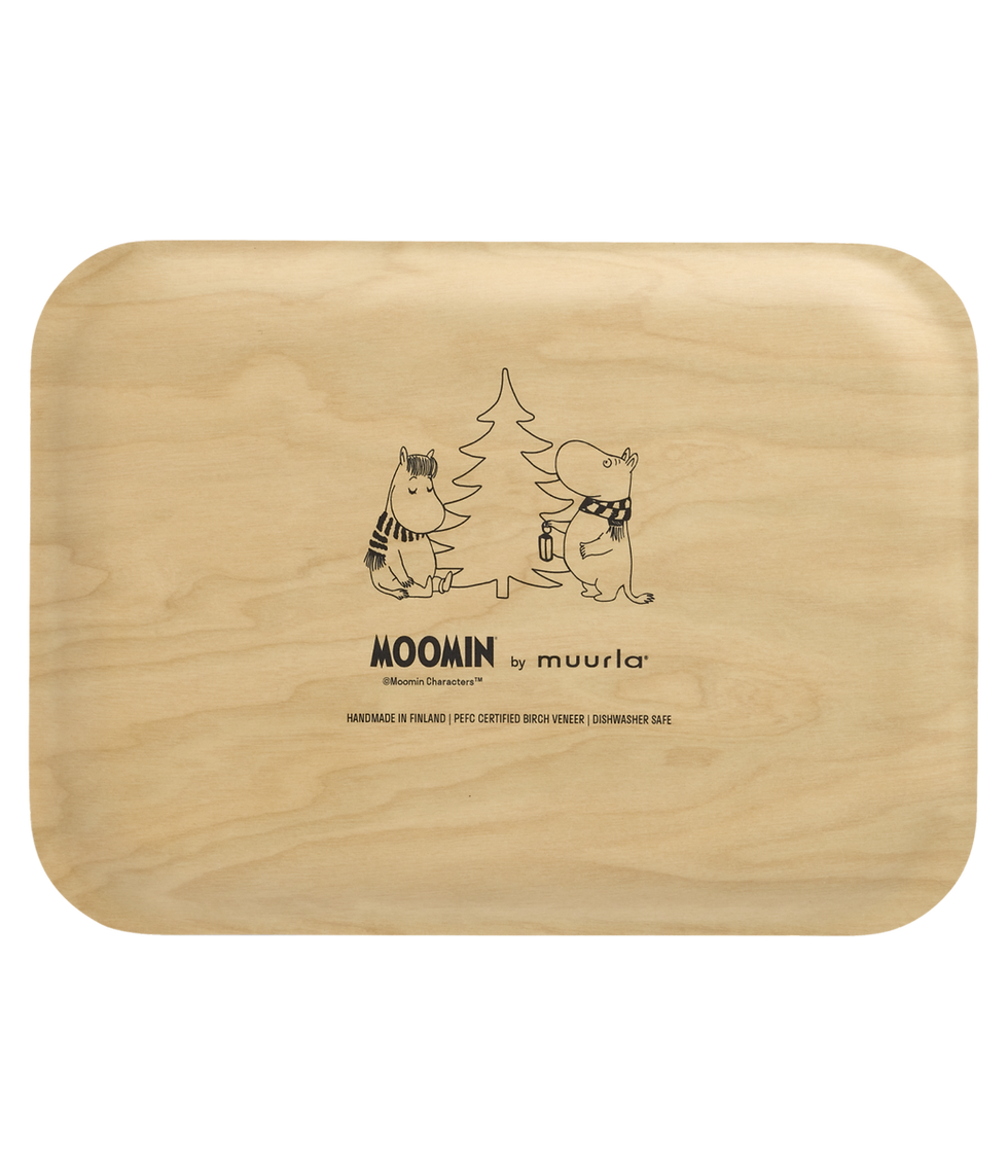 back of a Moomin Tray Snowfall - 27 x 20cm