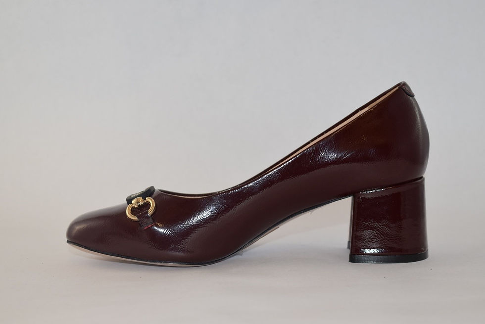 Thumbnail: POLETTO 7342 Patent Leather Block Heel Shoes