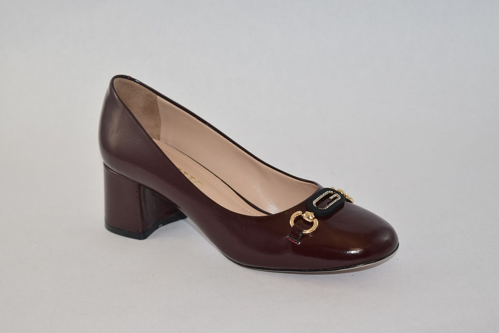Thumbnail: POLETTO 7342 Patent Leather Block Heel Shoes