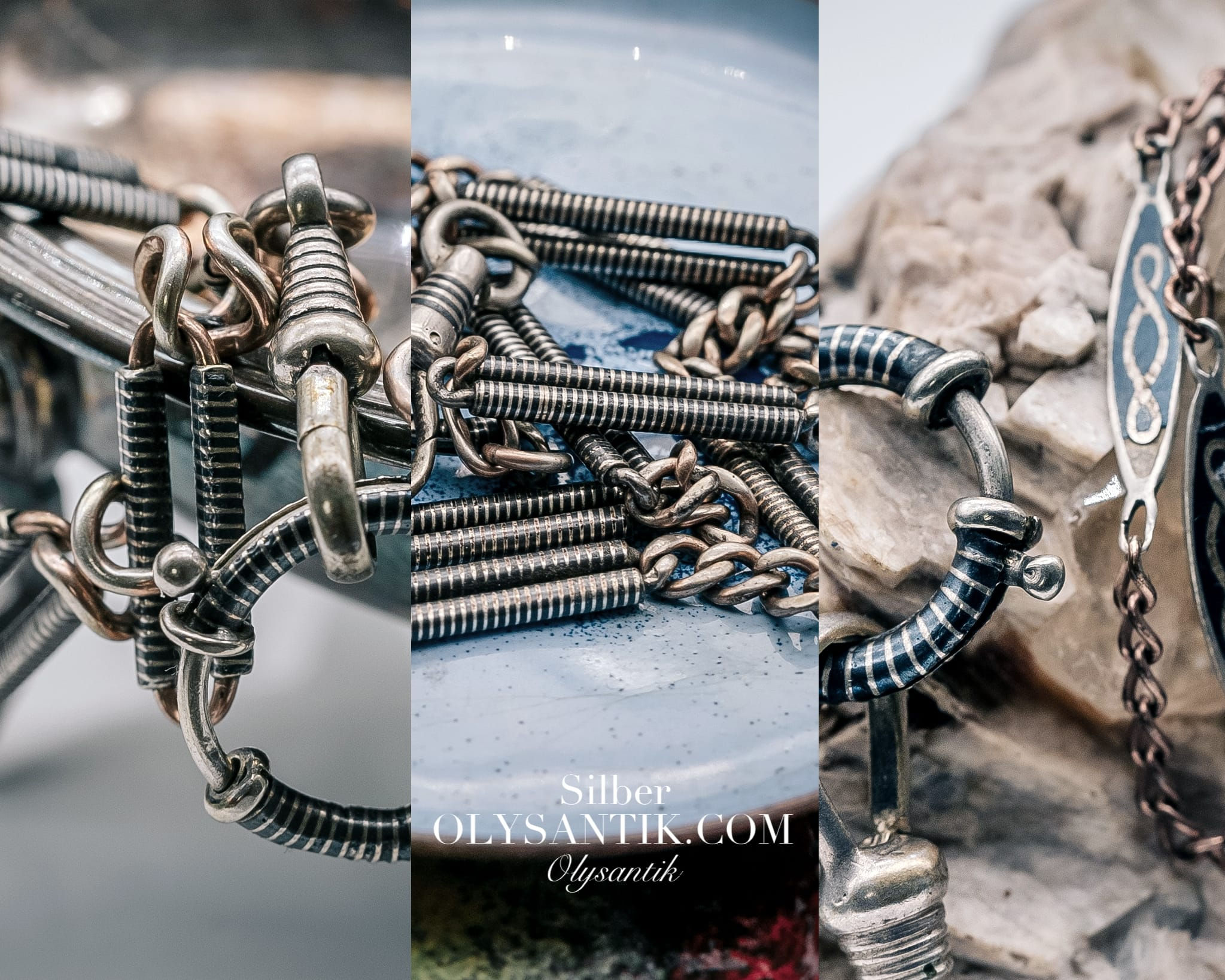 三條古董烏銀懷錶鍊合併價格(可私訊拆售)