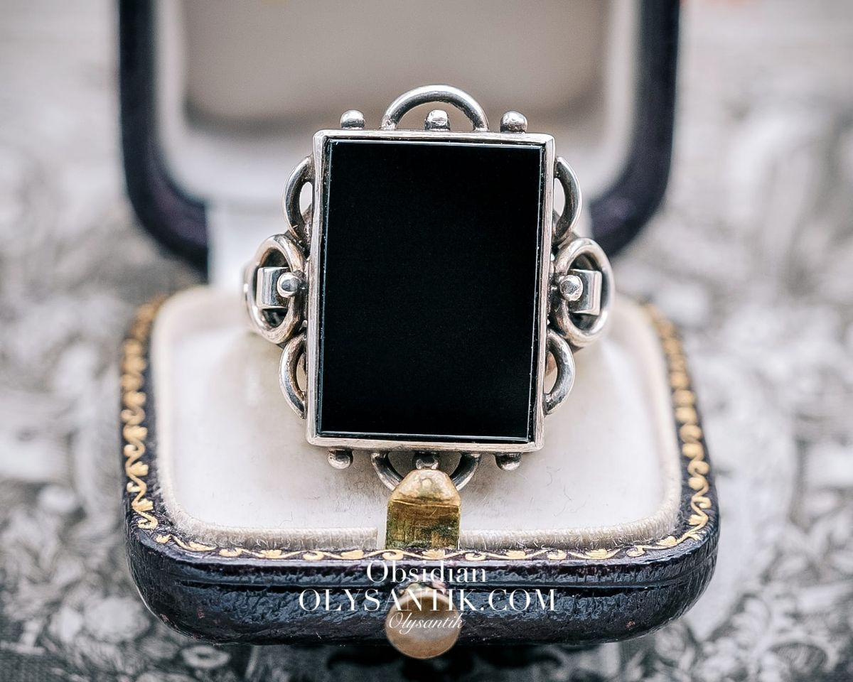 835銀手工製個性風格黑曜石戒指