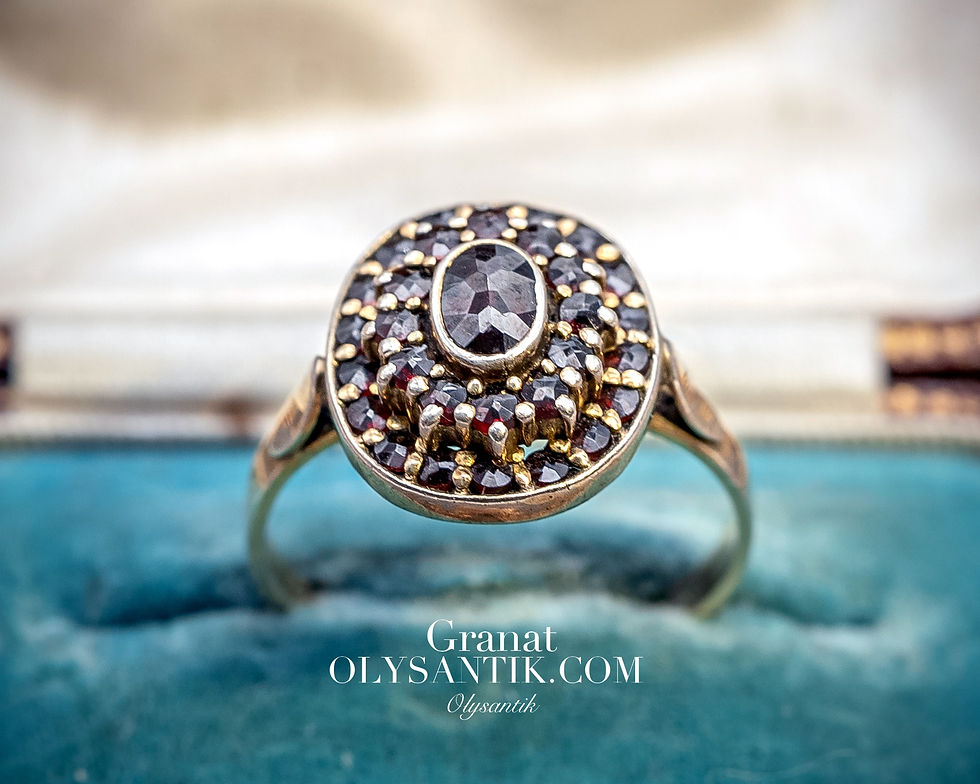 1930s-1950s年代左右900銀鑲嵌石榴石戒指