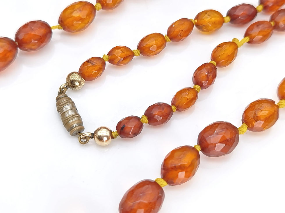 縮圖：1900年代前後古董刻面琥珀項鍊