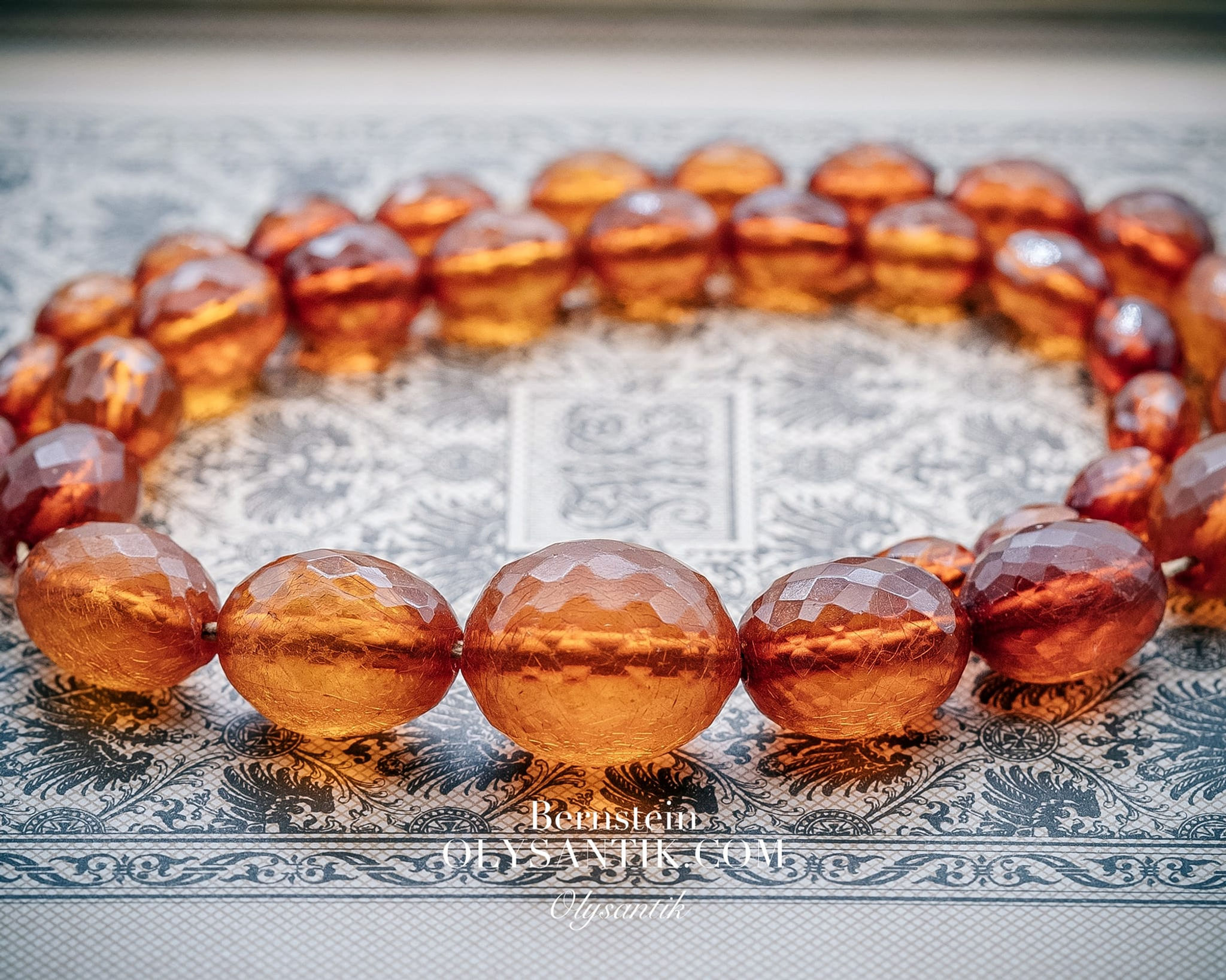 古董刻面琥珀項鍊