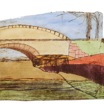Canal Path 2 Collagraph with watercolour. Sold