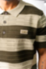 Thumbnail: Knitted SR Golf Shirt - Dark Green Stripe