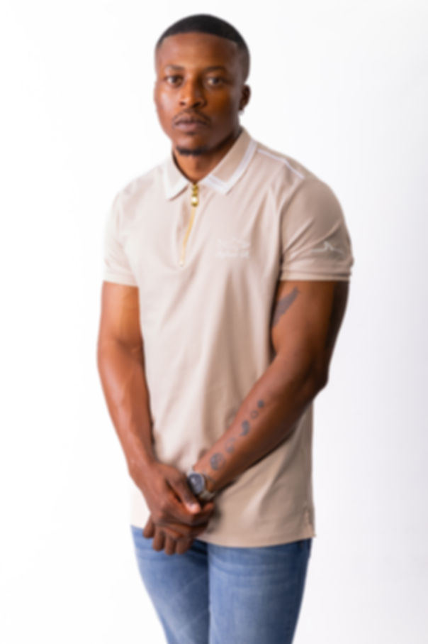 Premium SR Golf Shirt - Beige & White