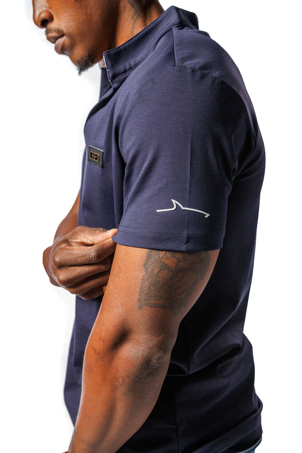 Thumbnail: Mandarin Collar Golf Shirt Navy
