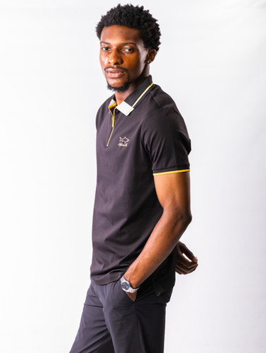 better gift shop avi gold ポロシャツ Premium SR Golf Shirt - Black & Gold | Stefano R.