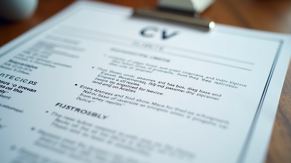 Close-up view of a printed CV with highlighted keywords