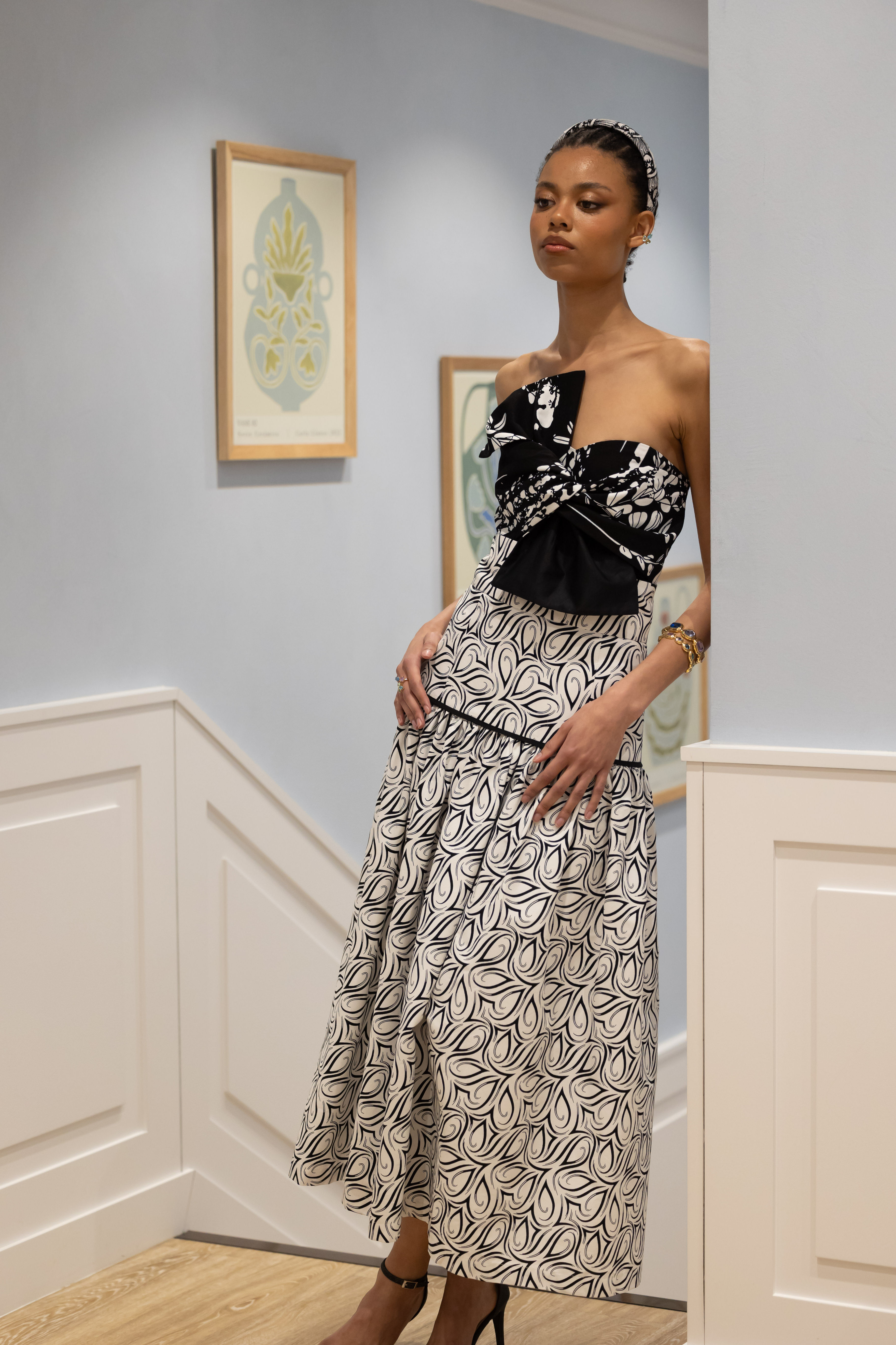 White Printed Midi Skirt