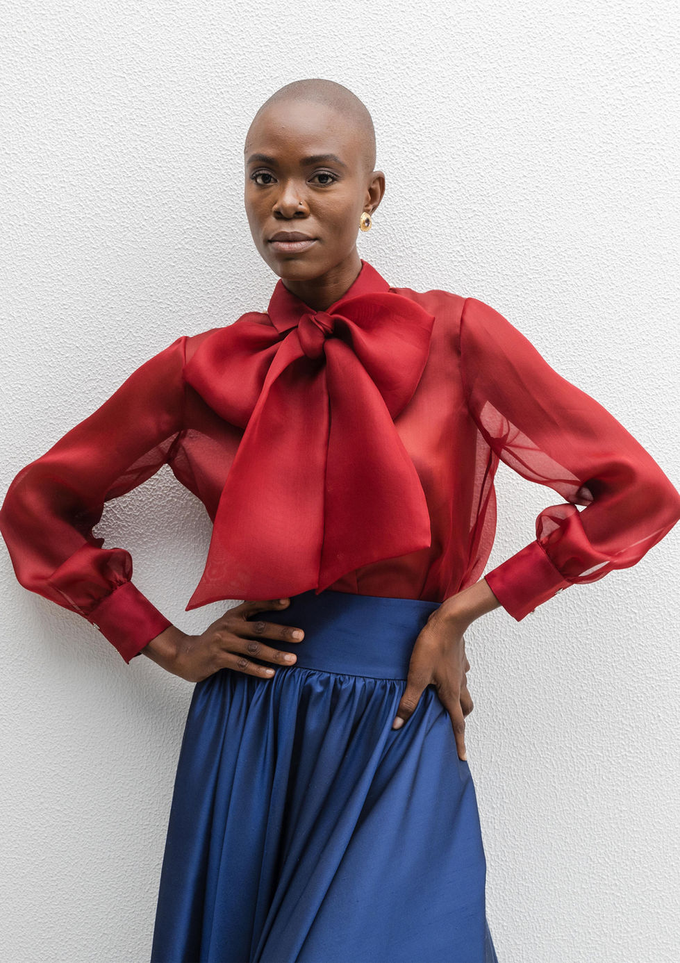 Blusa de organza vermelha