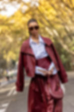 Leather Bomber Jacket in bordeaux