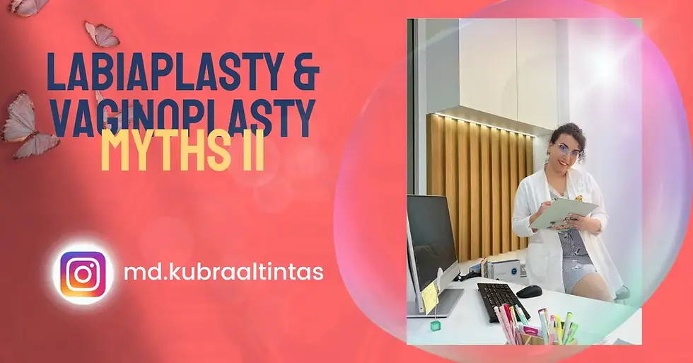 Dr. Kubra Altintas speaking about labiaplasty and vaginoplasty myths during a clinical seminar in Dubai.