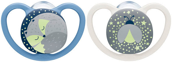 Thumbnail: NUK Space Night Silicone 0-6m 2/box baby soother