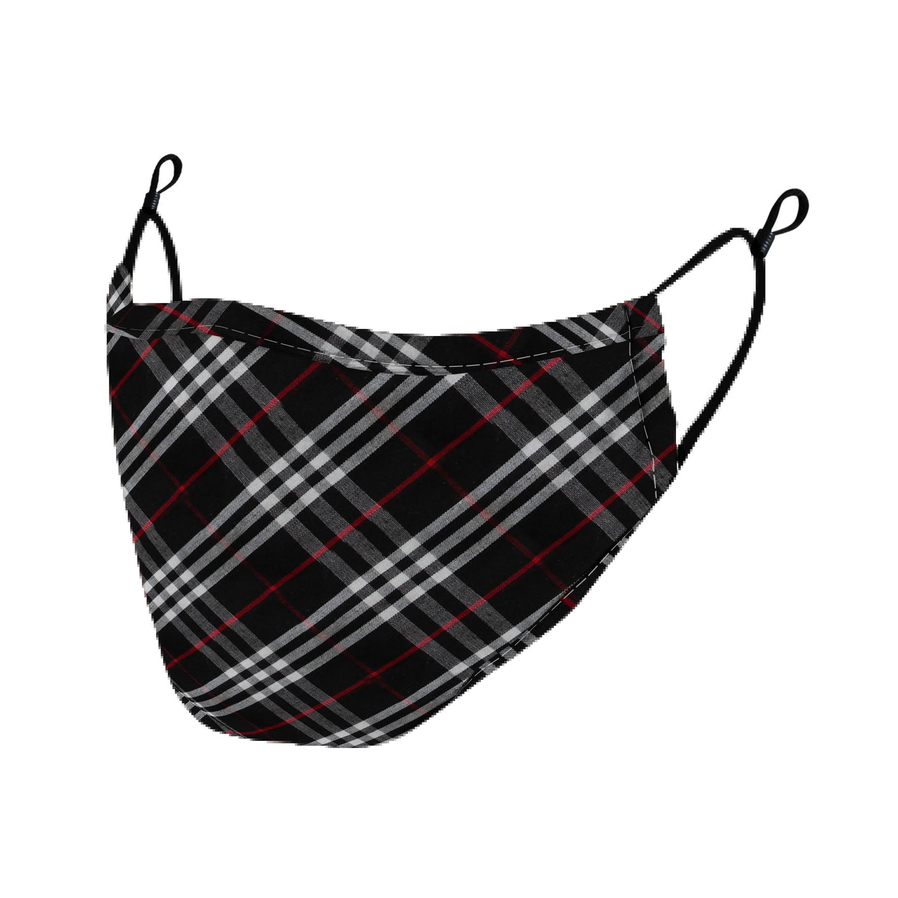 Cotton Face Cover with Filter Pocket & 1 Filter - CHECK BLACK