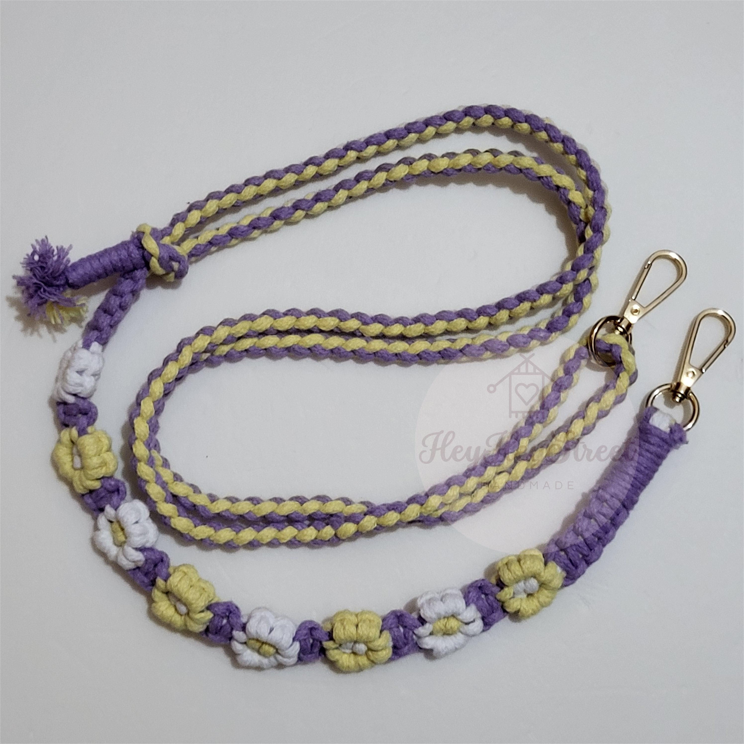 Extendable key/phone lanyard (purple/yellow)