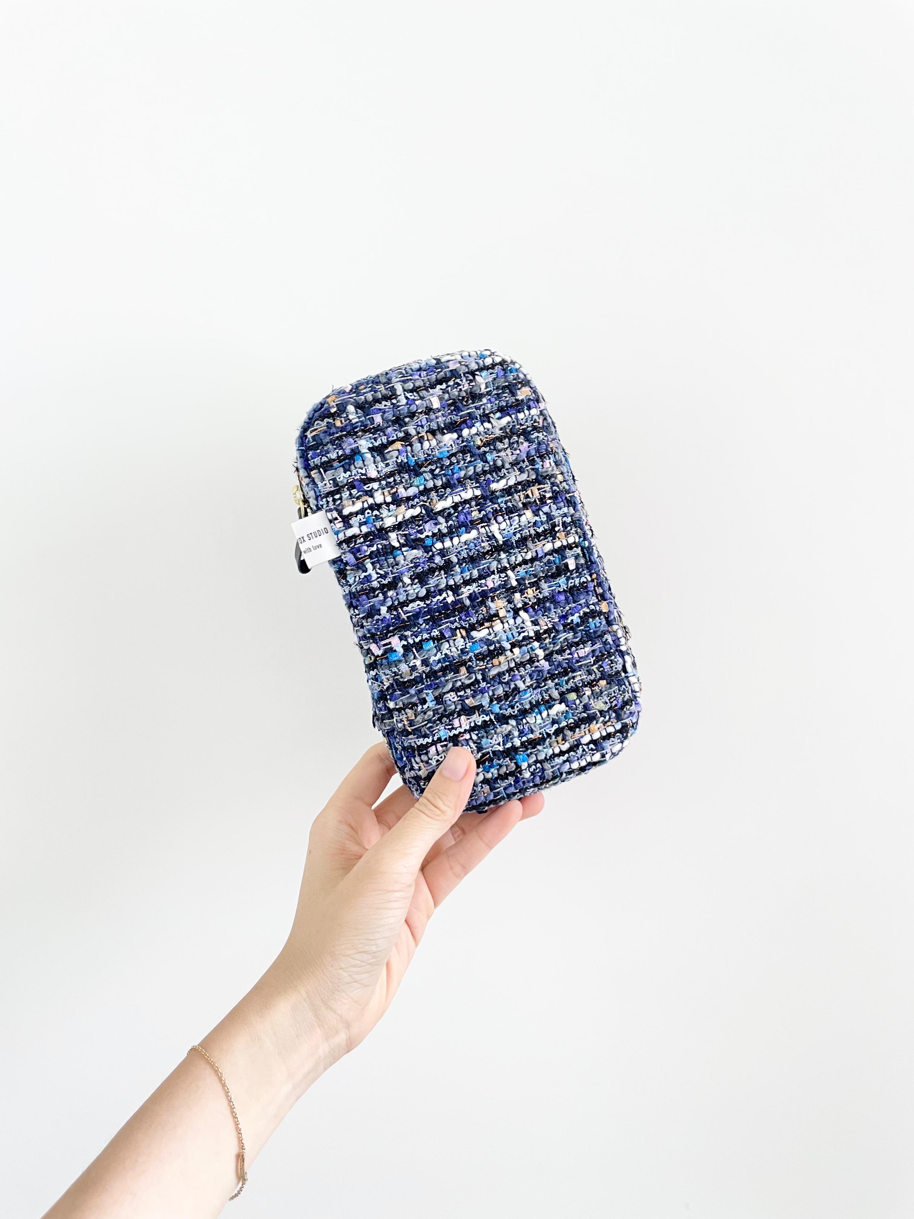 Navy tweed crochet hook tool case