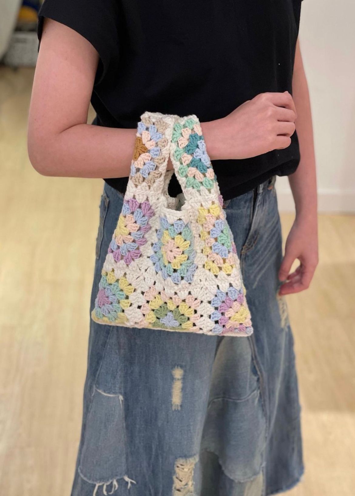 Rainbow Granny Square Tote