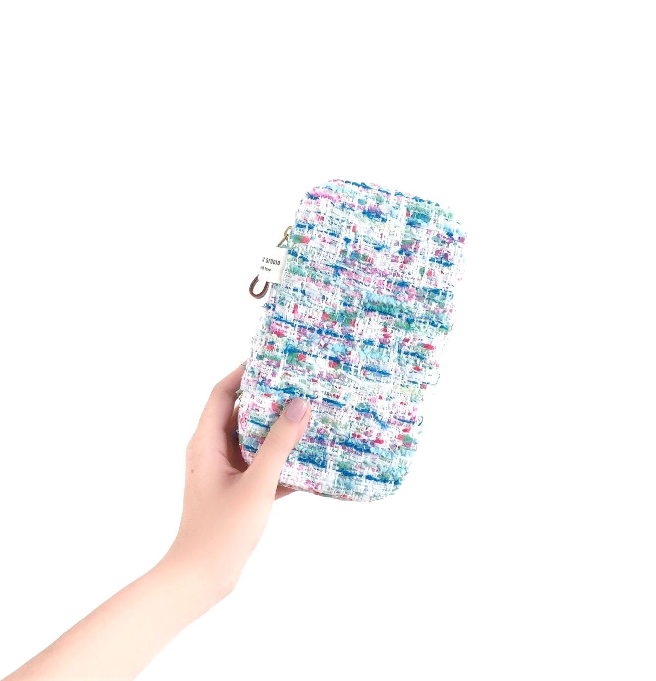 Mint tweed crochet hook tool case
