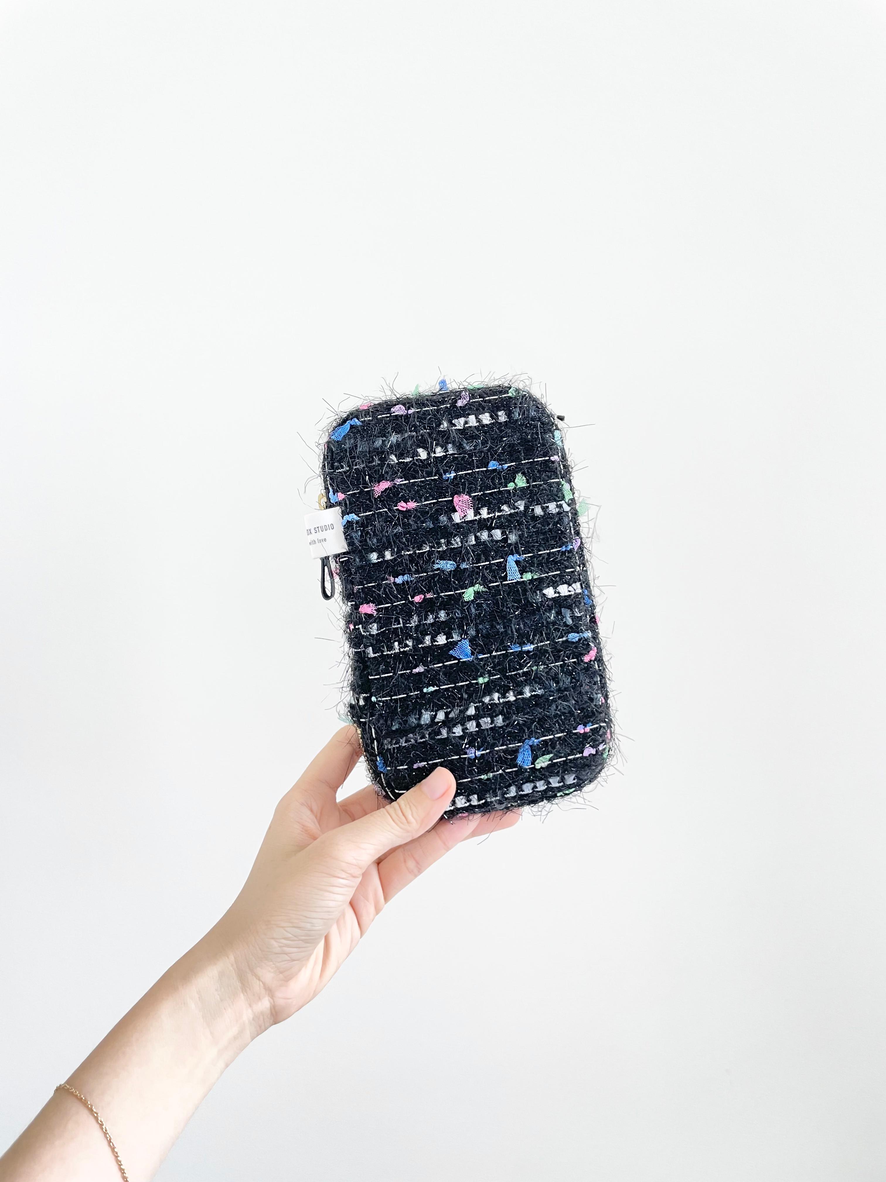 Black tweed crochet hook tool case
