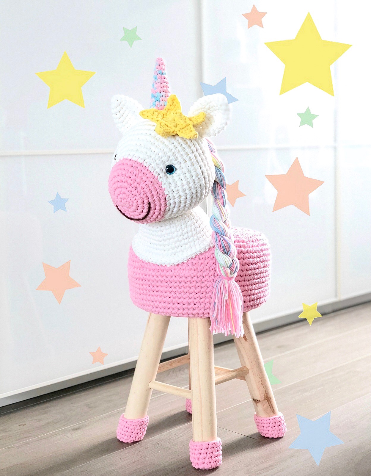 Crochet Unicorn Stool