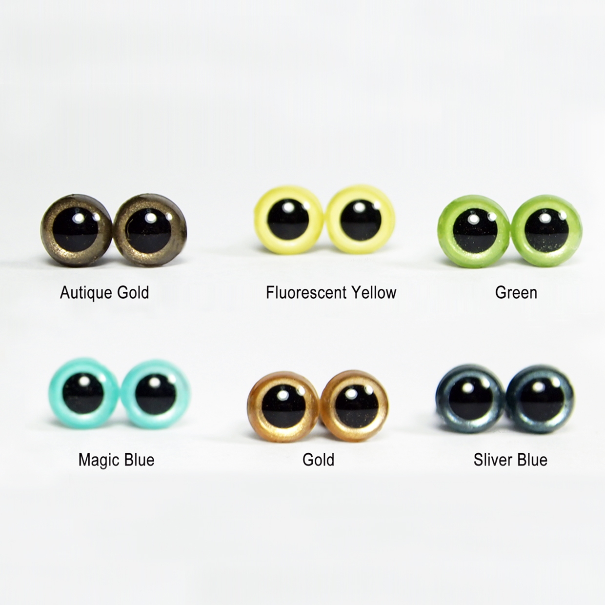 Colored plastic eyes for animal pompom