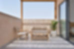 Outdoor terrace decoration, furniture made of natural materials, holiday apartment in Lajares, Fuerteventura