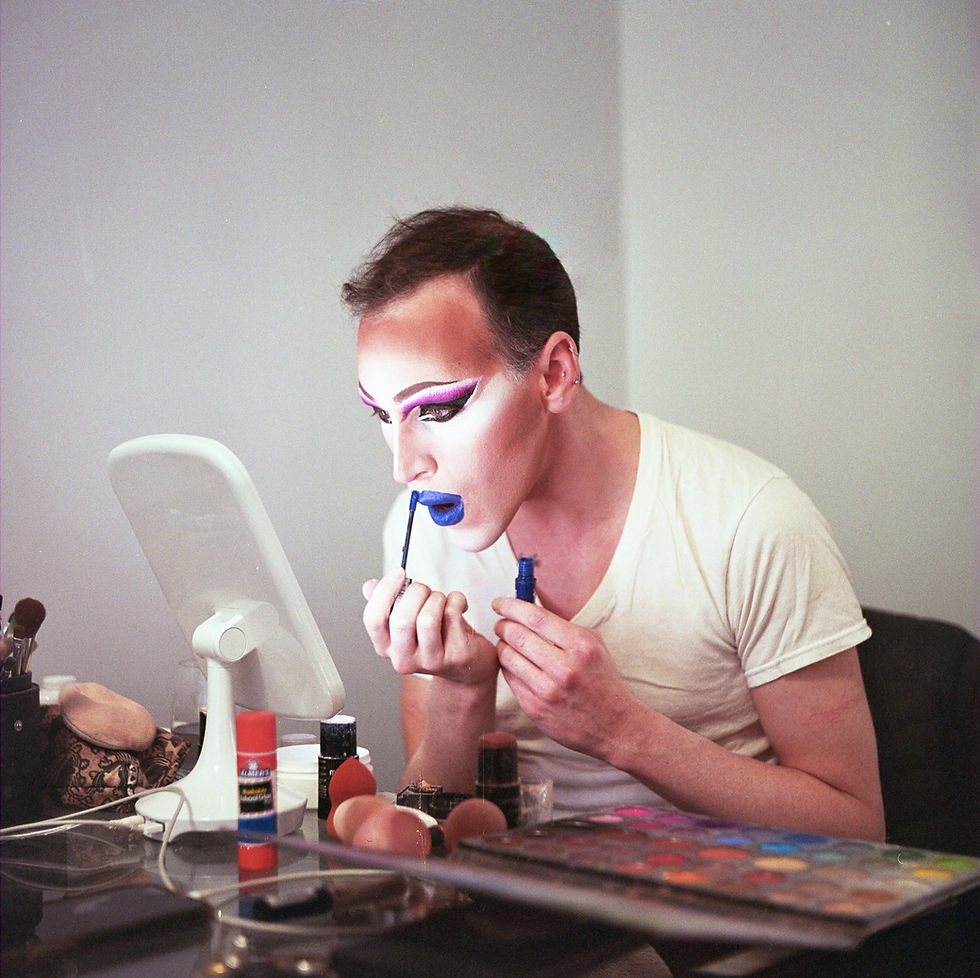drag queen makeup blue lipstick film photo