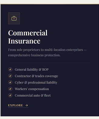 Insurance Broker services: Homeowners, Auto, Commercial