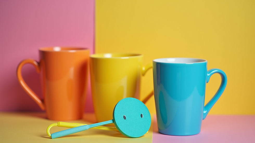 Close-up view of colourful photo booth props arranged neatly