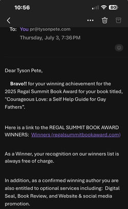 Tyson Pete wins Regal Summit Book Award