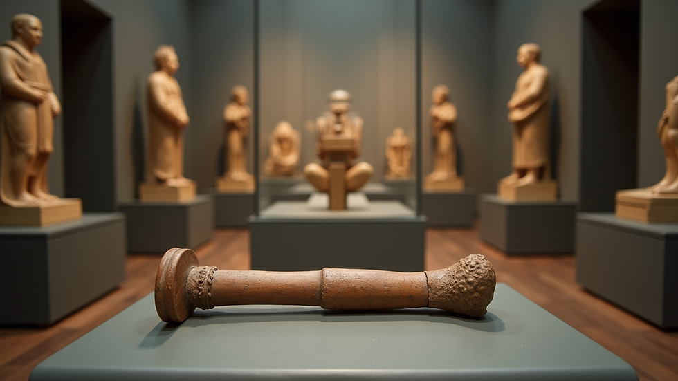 Eye-level view of a historic artifact in a museum