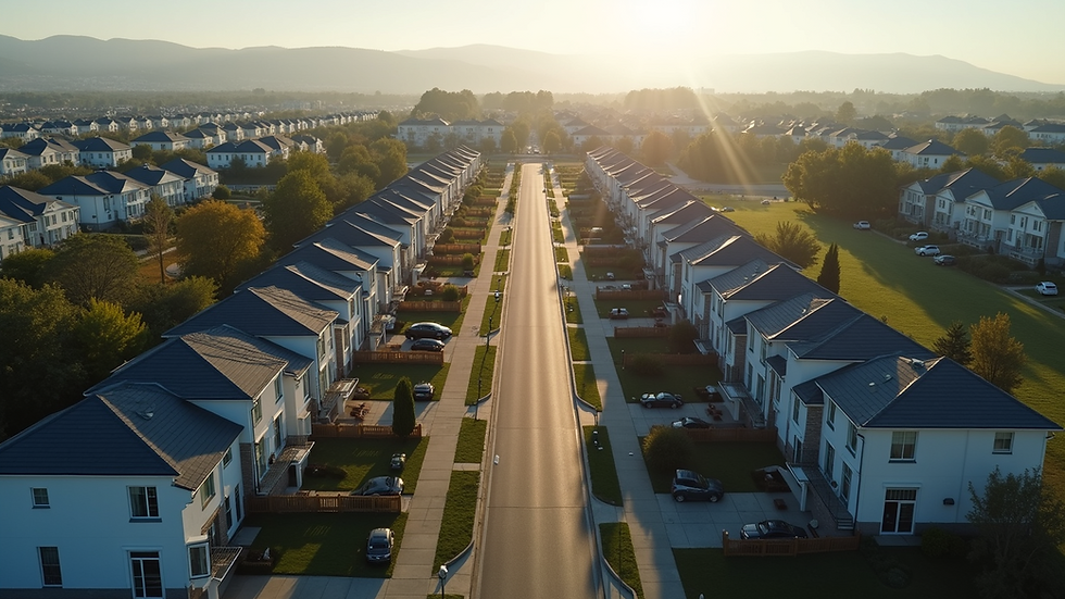 Bird's-eye view of a modern residential neighborhood
