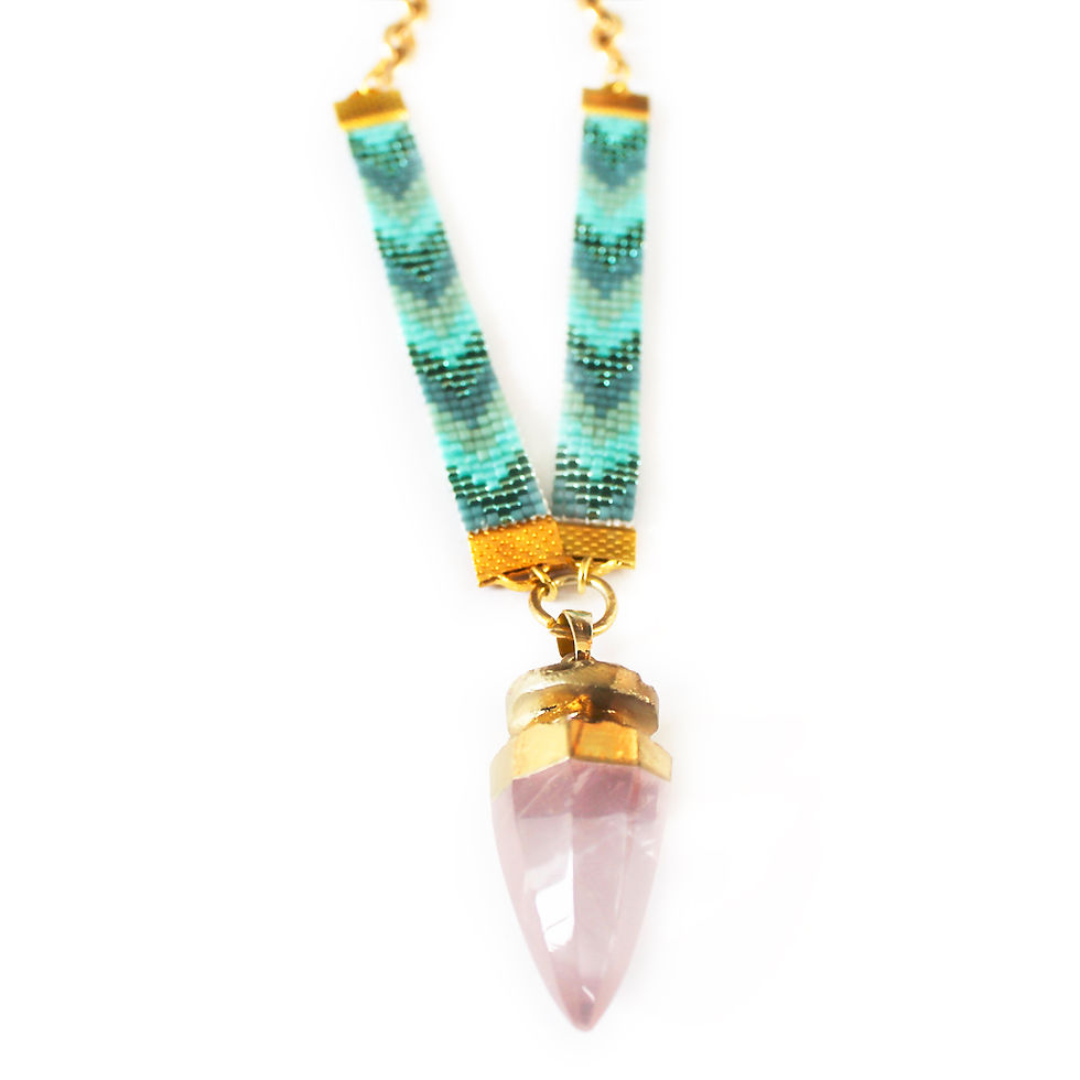 Thumbnail: St Tropez Crystal Quartz Necklace - Blue