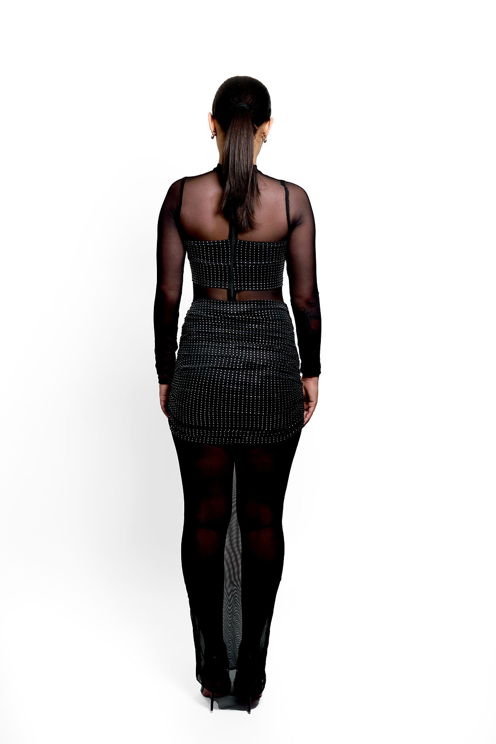 Thumbnail: Embellished Mesh High Neck Straight Dress
